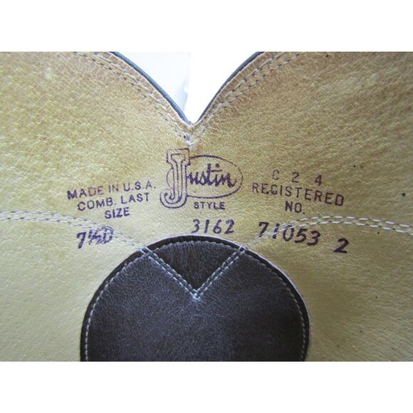 JUSTIN Mens Size 7.5 D Brown All Leather Roper Cowboy Western Boots main image 10
